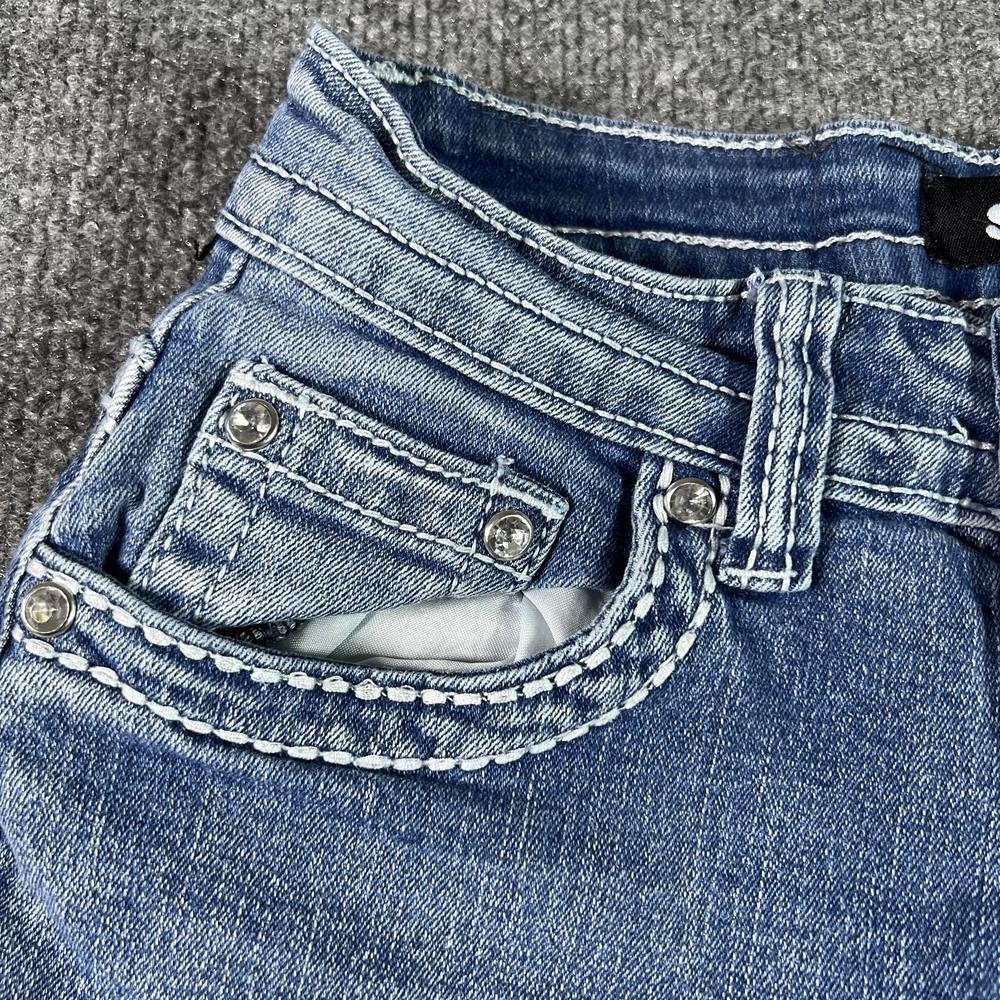 SKY Flared Jeans Women's 4 Blue Denim Embroidered Western Rhinestones Workwear - Picture 12 of 16